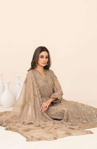 Libaas-E-Ishq by Tawakkal Fabrics | Fancy Embroidered Chiffon 3 Piece Semi-Stitched Suit D-2