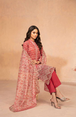 DAALIYA by Shahid Tawakkal | Embroidered Digital Printed Chamki Lawn 3 Piece Unstitched Suit D-6