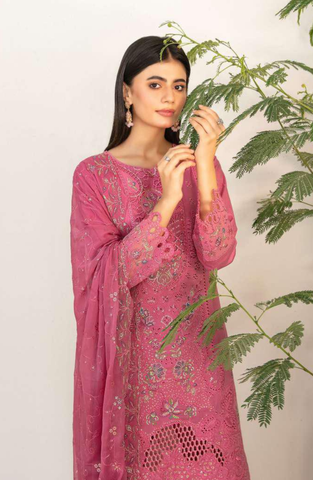 Nadia by Tawakkal Fabrics | Fancy Embroidered Cross Slub Lawn 3 Piece Unstitched Suit D-2