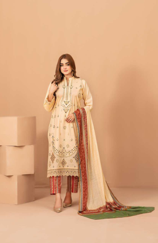 Lillia by Shahid Tawakkal | Fancy Embroidered Lawn 3 Piece Unstitched Suit D-6