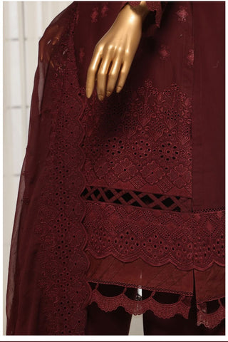 Lawn Chikankari Ciffon Print Dupatta 3 Pcs Stitched Sadabahar D-04
