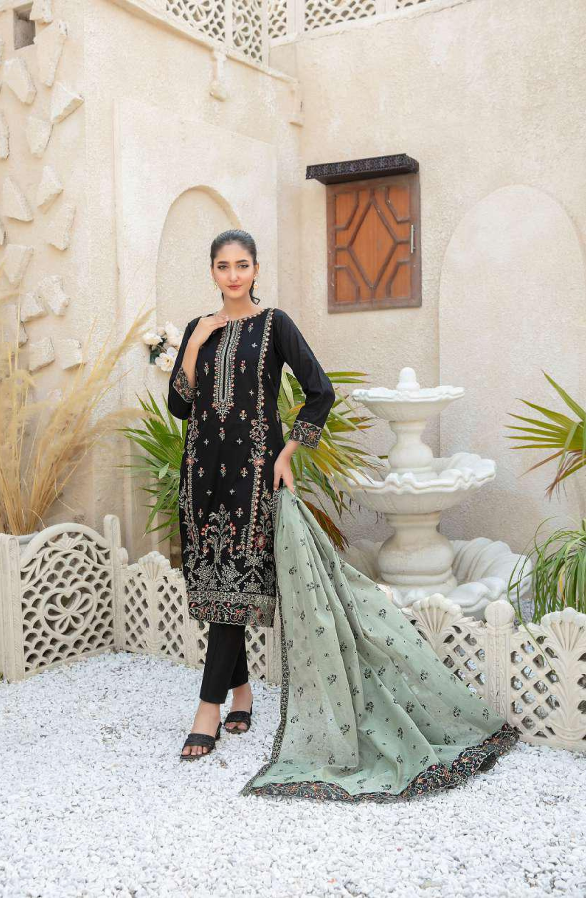MALA by Shahid Tawakkal | Fancy Embroidered Lawn 3 Piece Unstitched Suit D-7