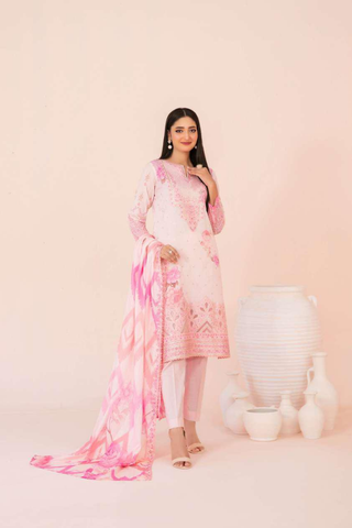 Jahzara by Tawakkal Fabrics | Embroidered Digital Printed Lawn 3 Piece Unstitched Suit D-2