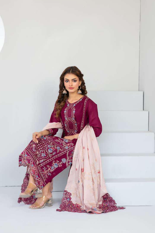 Abdar by Tawakkal | Embroidered Lawn 3 Piece Unstitched Suit D-5