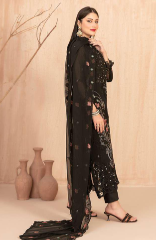 Afsanay by Tawakkal Fabrics | Fancy Embroidered Chiffon 3 Piece Unstitched Suit D-6