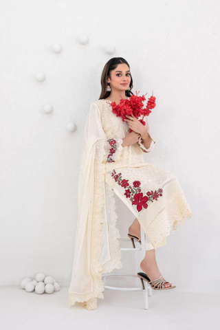 SATORI by Tawakkal Fabrics | Fancy Embroidered Chiffon 3 Piece Semi-Stitched Suit D-7
