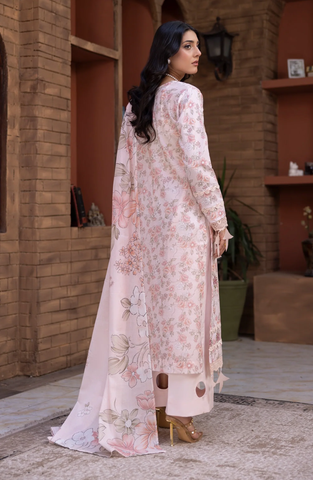 Sanam Saeed Premium | Embroidered Lawn 3 Piece Unstitched Suit D-7