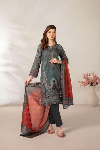 Mamora by Tawakkal Fabrics | Embroidered Digital Printed Lawn 3 Piece Unstitched Suit D-7