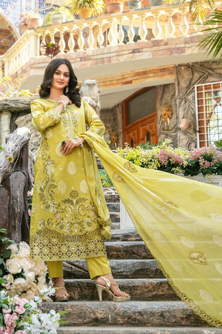 Zindagi by Tawakkal | Embroidered Broshia Lawn 3 Piece Unstitched Suit D-5