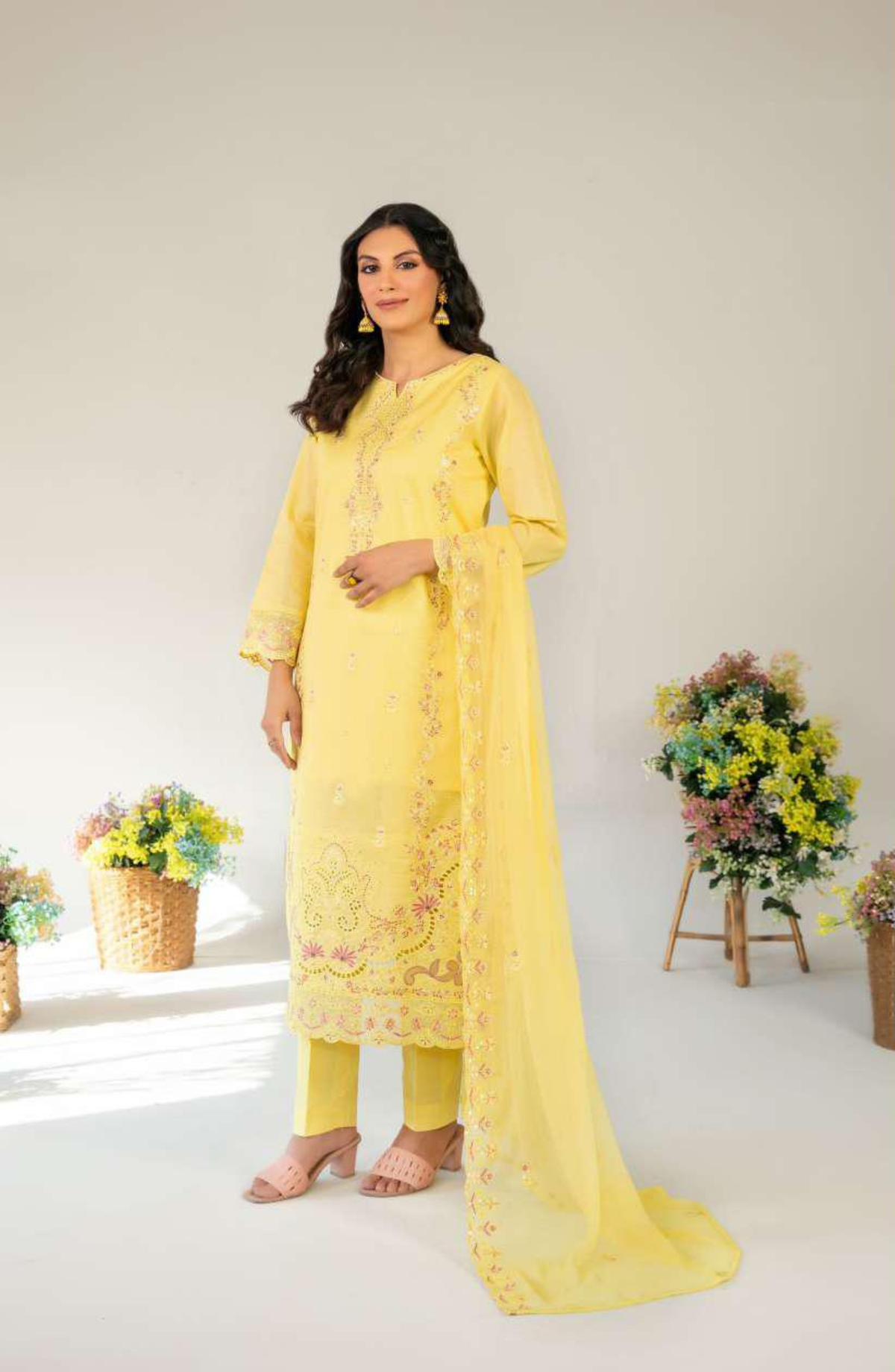 Amberea by Tawakkal Fabrics | Fancy Embroidered Lawn 3 Piece Unstitched Suit D-7