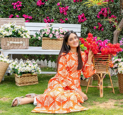 Asmira Stitched Digital Print Lawn 1 Pcs Kurti By Tawakkal Fab D-1583