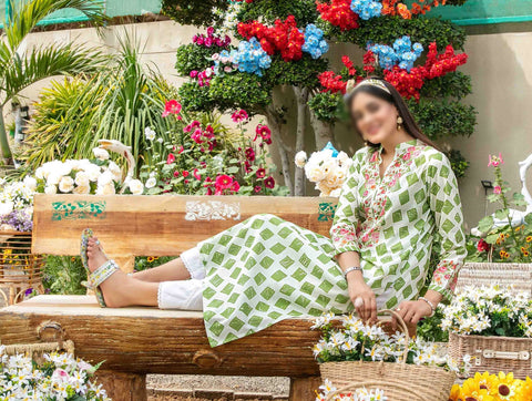 Asmira Stitched Digital Print Lawn 1 Pcs Kurti By Tawakkal Fab D-1585