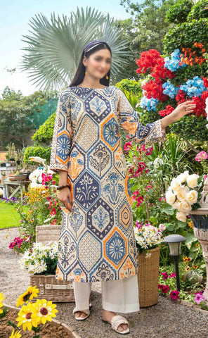 Asmira Stitched Digital Print Lawn 1 Pcs Kurti By Tawakkal Fab D-1589