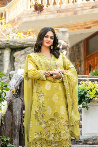 Zindagi by Tawakkal | Embroidered Broshia Lawn 3 Piece Unstitched Suit D-5