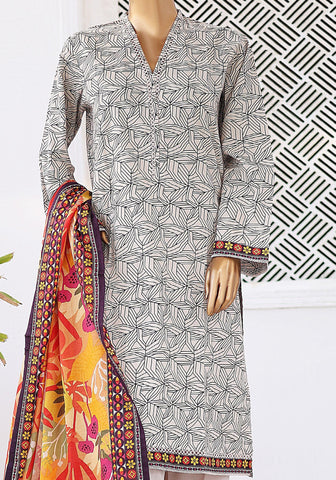 Bin Saeed Printed Lawn Coll"24-3Piece Stitched D-07