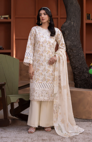 Sanam Saeed Premium | Embroidered Lawn 3 Piece Unstitched Suit D-8