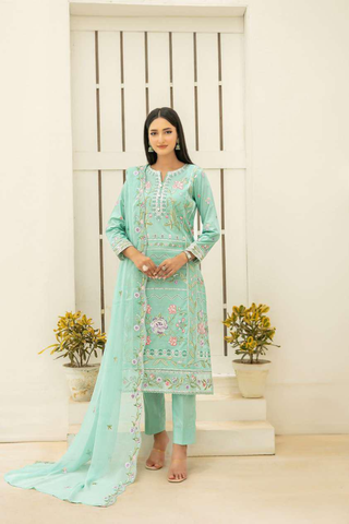 Elisol by Tawakkal Fabrics | Fancy Embroidered Slub Lawn 3 Piece Semi-Stitched Suit D-6