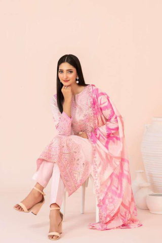 Jahzara by Tawakkal Fabrics | Embroidered Digital Printed Lawn 3 Piece Unstitched Suit D-2