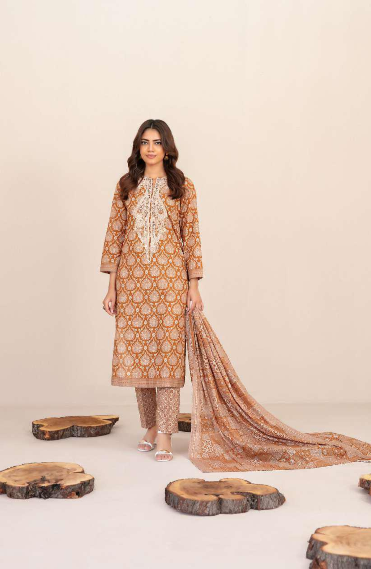 TYLA by Tawakkal Fabrics | Gala Embroidered Rotary Printed Lawn 3 Piece Unstitched Suit D-8