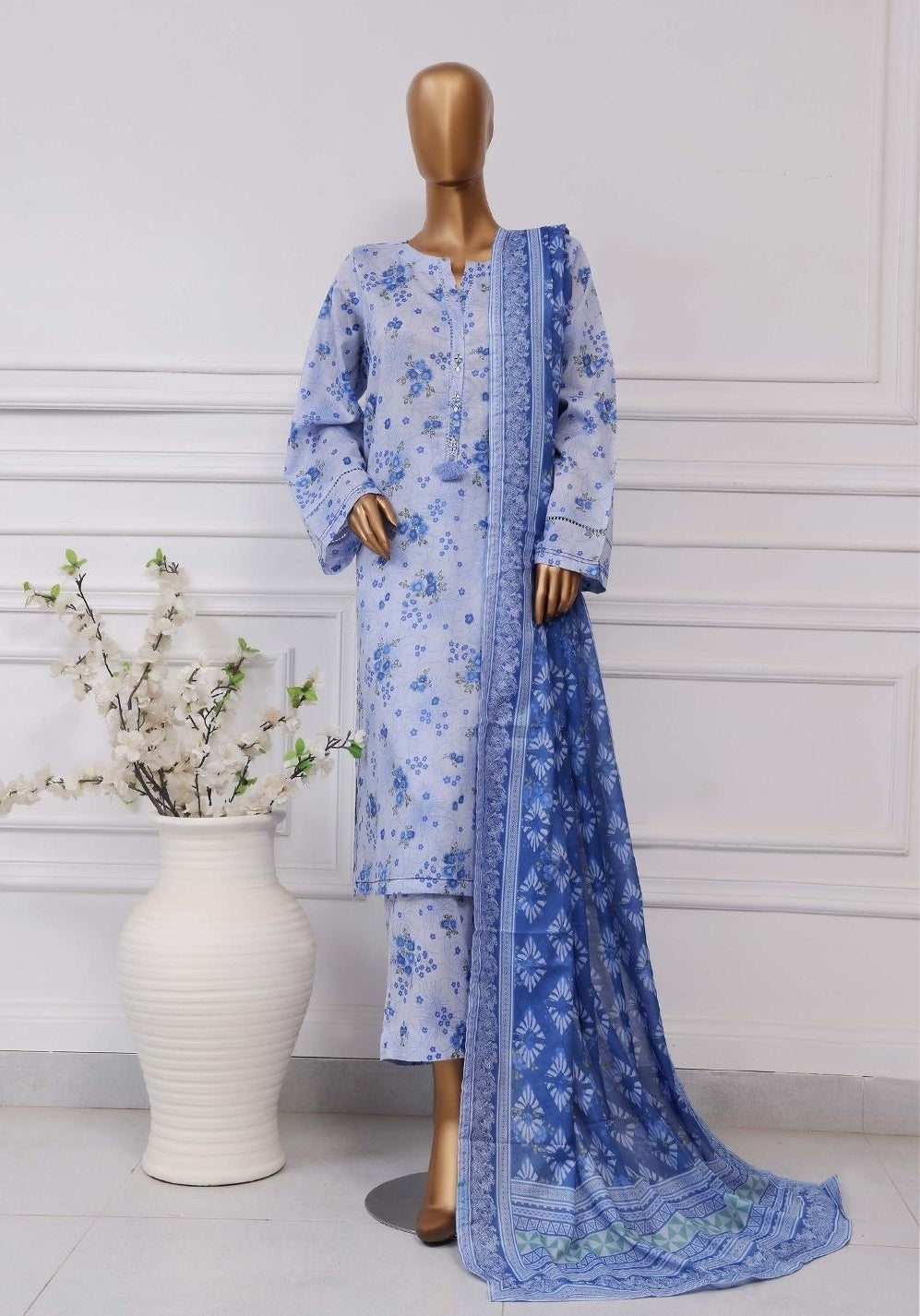 Plain Printed Lawn Vol-04 By Sadabahar D-14