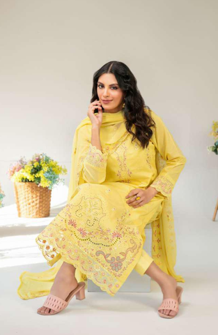 Amberea by Tawakkal Fabrics | Fancy Embroidered Lawn 3 Piece Unstitched Suit D-7
