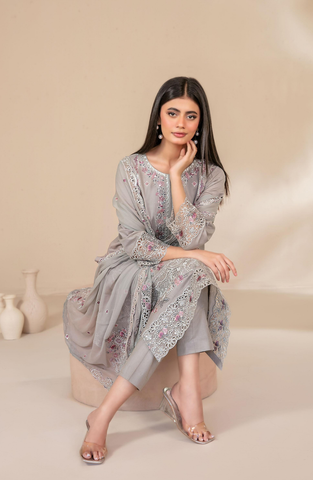 Selma by Shahid Tawakkal | Fancy Embroidered 3 Piece Unstitched Lawn Suit D-7