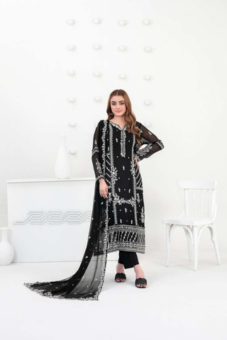 SATORI by Tawakkal Fabrics | Fancy Embroidered Chiffon 3 Piece Semi-Stitched Suit D-8