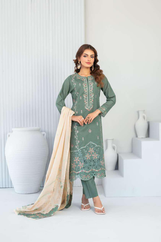 Abdar by Tawakkal | Embroidered Lawn 3 Piece Unstitched Suit D-6