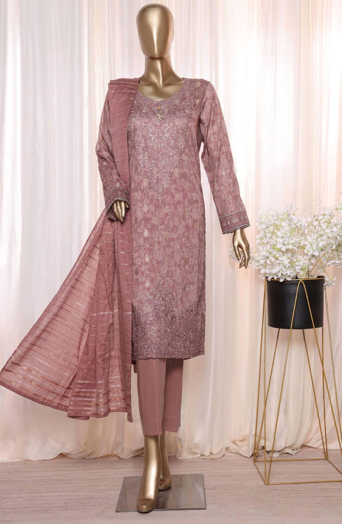 HZ Dynasty Printed & Emb Jacquard Lawn Coll.24 D-16