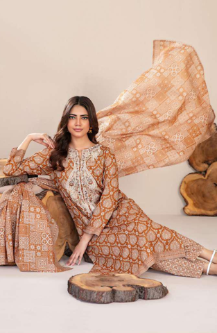 TYLA by Tawakkal Fabrics | Gala Embroidered Rotary Printed Lawn 3 Piece Unstitched Suit D-8