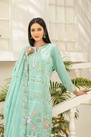 Elisol by Tawakkal Fabrics | Fancy Embroidered Slub Lawn 3 Piece Semi-Stitched Suit D-6