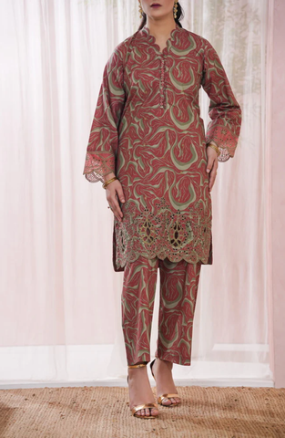 AIRA by Aizal | Festive Embroidered & Printed Lawn 2 Piece Stitched Suit D-2