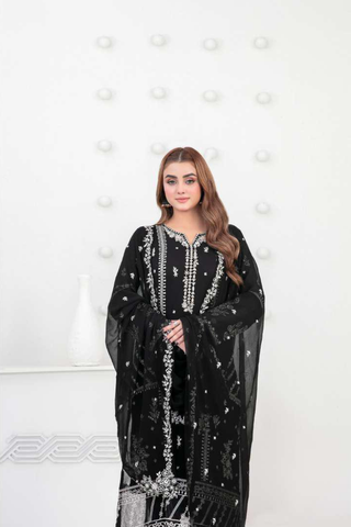 SATORI by Tawakkal Fabrics | Fancy Embroidered Chiffon 3 Piece Semi-Stitched Suit D-8