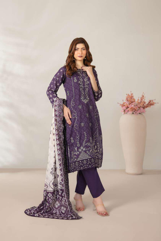 Mamora by Tawakkal Fabrics | Embroidered Digital Printed Lawn 3 Piece Unstitched Suit D-8