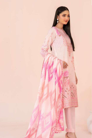 Jahzara by Tawakkal Fabrics | Embroidered Digital Printed Lawn 3 Piece Unstitched Suit D-2