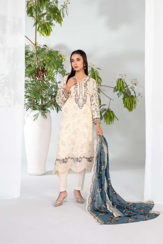 Teyana by Tawakkal Fabrics | Embroidered Digital Printed Lawn 3 Piece Unstitched Suit D-2