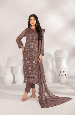 ZARISSA by Tawakkal | Fancy Embroidered Chiffon 3 Piece Semi-Stitched Suit D-7