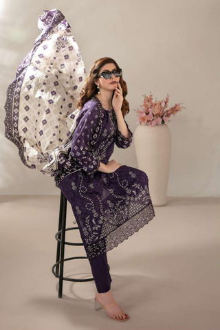 Mamora by Tawakkal Fabrics | Embroidered Digital Printed Lawn 3 Piece Unstitched Suit D-8
