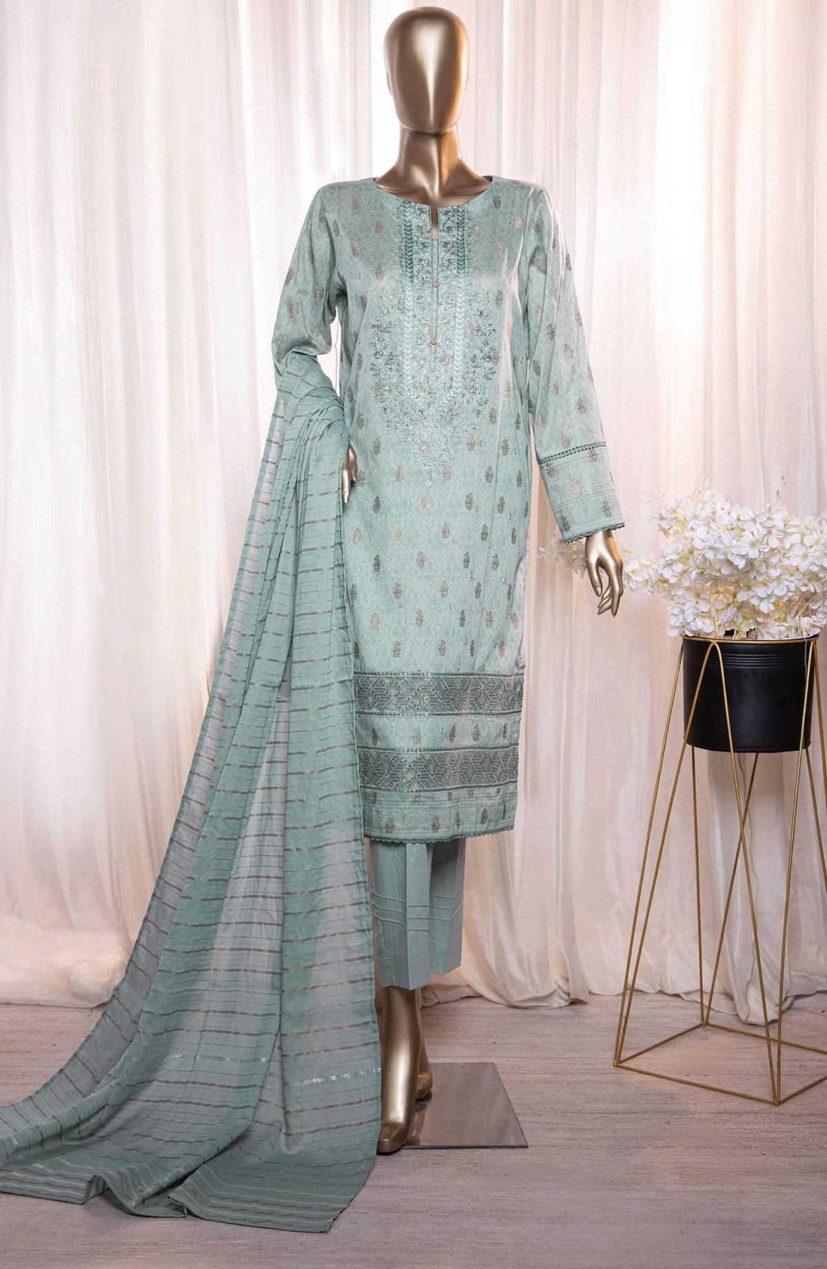 HZ Dynasty Printed & Emb Jacquard Lawn Coll.24 D-18