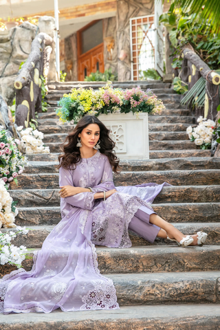 Zindagi by Tawakkal | Embroidered Broshia Lawn 3 Piece Unstitched Suit D-6