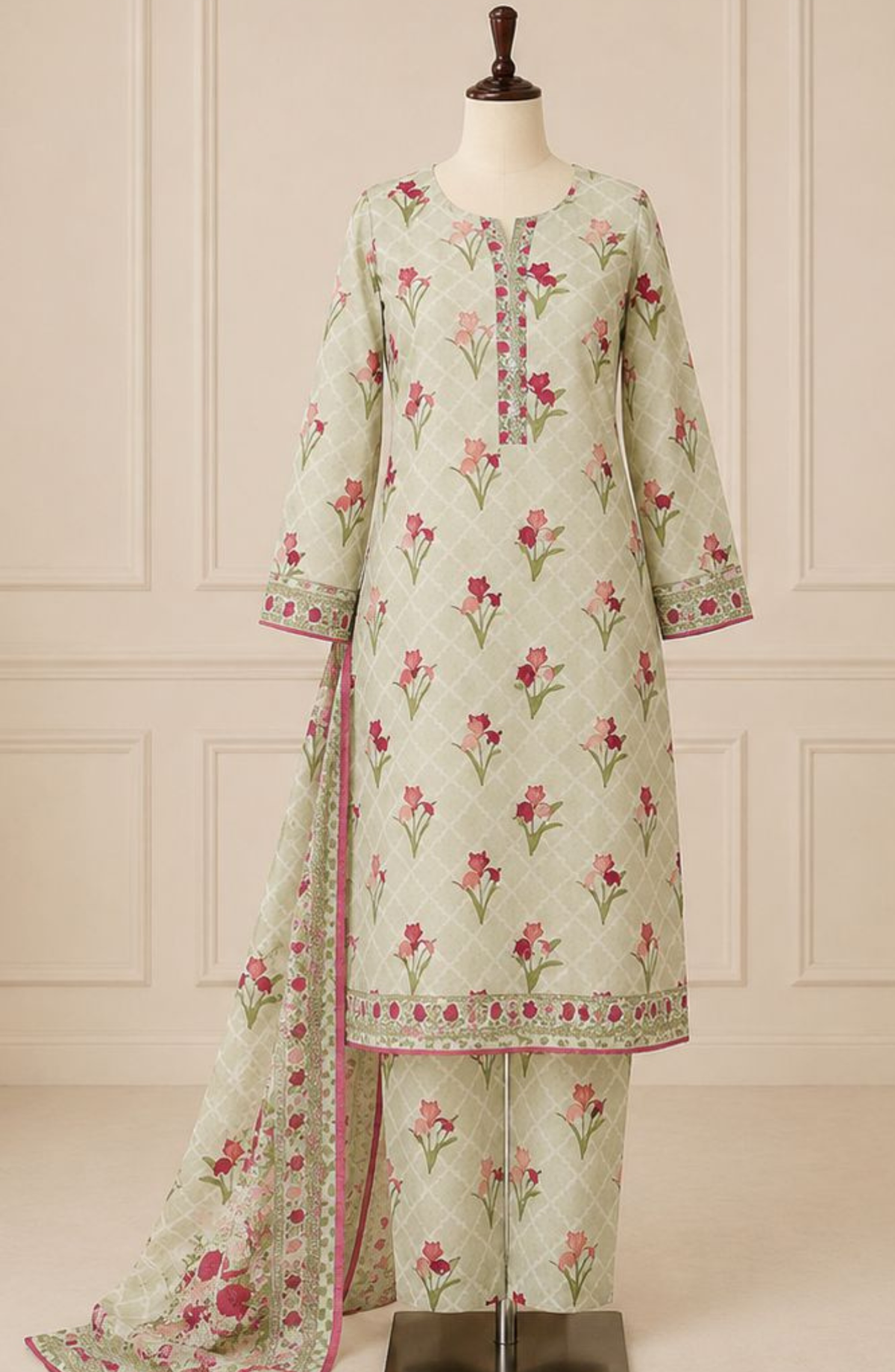 Bin Saeed | Printed Lawn 3 Piece Stitched Suit D-8