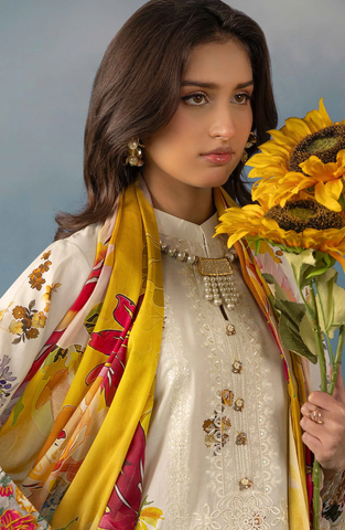 Luxury Embroidered Lawn Unstitched 3 Piece Suit Butterfly by Riaz Arts D-5