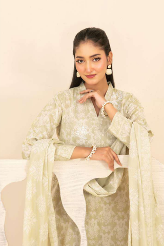 Marin by Tawakkal Fabrics | Embroidered Printed Lawn 3 Piece Unstitched Suit D-8