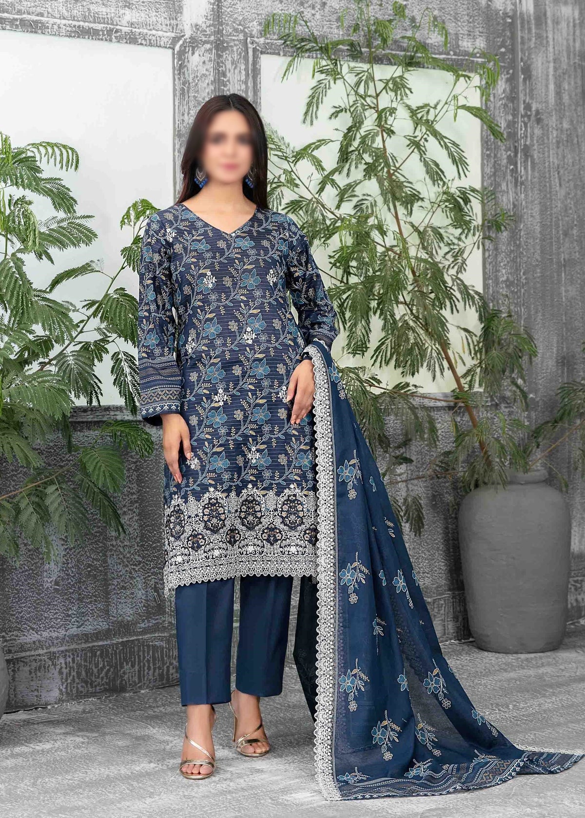 Sameeha Emb Paste Print Cutwork Dupatta By Tawakkal Fab D-1922