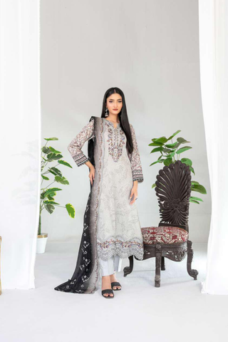 Teyana by Tawakkal Fabrics | Embroidered Digital Printed Lawn 3 Piece Unstitched Suit D-3
