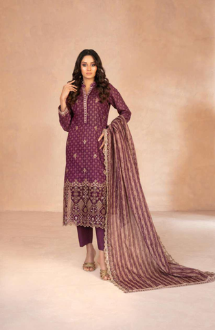 DAALIYA by Shahid Tawakkal | Embroidered Digital Printed Chamki Lawn 3 Piece Unstitched Suit D-9