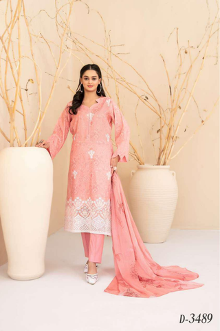 Eshanah by Tawakkal Fabrics | Embroidered Digital Printed Cross Slub Lawn 3 Piece Unstitched Suit D-6