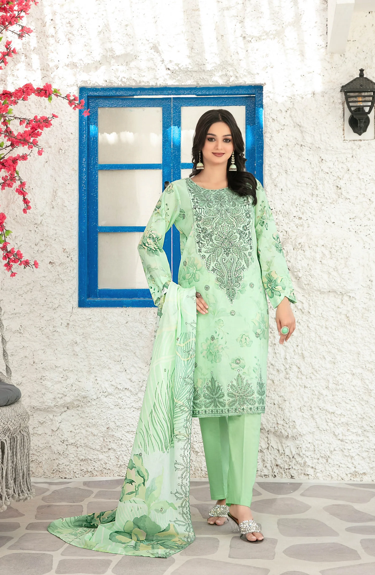 Parizah by Tawakkal | Embroidered Lawn 3 Piece Unstitched Suit D-7