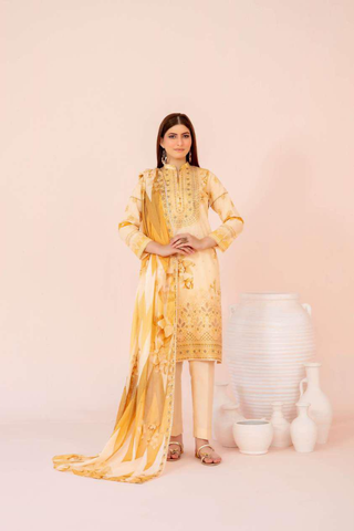 Jahzara by Tawakkal Fabrics | Embroidered Digital Printed Lawn 3 Piece Unstitched Suit D-3