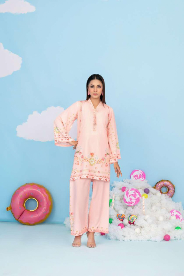 CLOUDS 2 Piece Stitched Printed Crepe Suit D-1